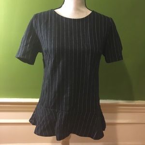 Denim peplum blouse.